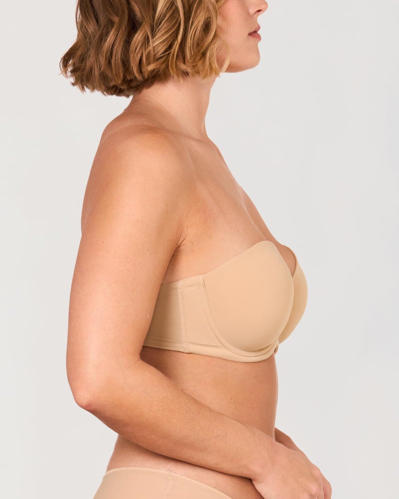 DELIMIRA Women's Underwire Contour Multiway Full Coverage Strapless Bra Plus Size Taupe Tan 36DD - Image 2